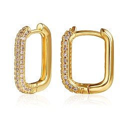 Золотой Прямоугольные серьги-кольца с кубическим цирконием, украшения из латуни для женщин, золотые, 20x16 мм