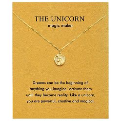 Единорог Дружба латунные подвески ожерелья, золотые, единорог, 17.72 дюйм (45 см)