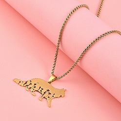 Настоящее золото 18K 201 ожерелья из полой нержавеющей стали в форме кошки с подвеской в виде коробки, реальный 18 k позолоченный, 23.58 дюйм (59.9 см)