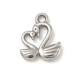 Нержавеющая Сталь Цвет Не тускнеющие 304 подвески из нержавеющей стали, лебедь прелести, цвет нержавеющей стали, 17.5x15x2.5 мм, отверстие : 2.1 мм