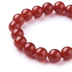 Carnelian Natural Carnelian Beads Stretch Bracelets, Round, Dyed & Heated, Grade A, 2-1/4 inch~2-3/8 inch(5.7~6cm), Beads: 10~10.5mm