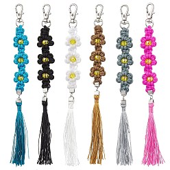 (52) Непрозрачная лаванда Брелки для ключей из полиэстера и спандекса, плетеные из шнура-цветка, подвесные украшения из нейлоновой кисточки, разноцветные, 195~205x19~21 мм