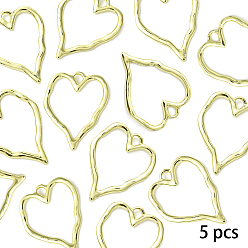 Золотой 5 шт. Подвески из цинкового сплава, сердце прелести, золотые, 36x28x1.8 мм, отверстие : 4.3x4 мм