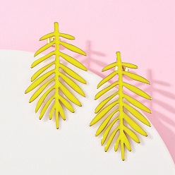 Золотой 304 из нержавеющей стали серьги, лист, золотые, 45x26 мм