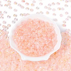 Легкий Лосось Прозрачные стеклянные бусины для выпечки, рондель, светлый померанцевый, 6x3 мм, отверстие : 1.2 мм, Около 2368 шт / фунт