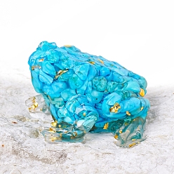 Синтетическая Бирюза Синтетические бирюзовые украшения дисплея, украшение для домашнего офиса из смолы, жаба, 66x60x35 мм