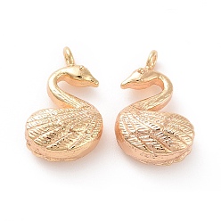 Настоящее золото 18K Латунные подвески, без кадмия, без никеля и без свинца, лебедь, реальный 18 k позолоченный, 15x9x5.5 мм, отверстие : 1.5 мм