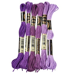 Mixed Color 6Bundles 6 Colors Polyester Embroidery Floss, Cross Stitch Threads, Mixed Color, 1mm, about 8.75 Yards(8m)/Bundle, 1Bundle/color