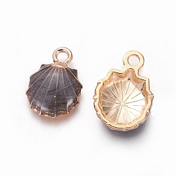 Черный Подвески из эмали и сплава, оболочка, золотой свет, чёрные, 19x13x4 мм, отверстие : 1.4 мм