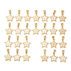 Золотой 304 нержавеющей стальной эмали подвески, звезда с буквой, золотые, 17.5x15.5x1.5 мм, отверстие : 3x5.3 мм