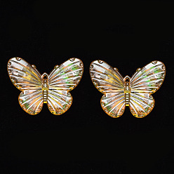 Золотистый Гальванические акриловые подвески, с покрытием AB цвета, бабочка, золотые, 31x41x4 мм, отверстие : 1.2 мм