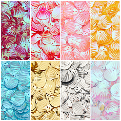 (52) Непрозрачная лаванда 160g 8 цвета украшения аксессуары, пластиковые пайетки / блестки подвески, форма раковины гребешка, разноцветные, 19x17.5x1 мм, отверстие : 1.5 мм, 20 г / цвет