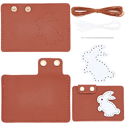 Сиена 1 Набор для самостоятельного изготовления клатчей, включая кожаные листы и фурнитуру из сплавов., прямоугольник с кроликом, платина, цвет охры, 99x106x1 мм