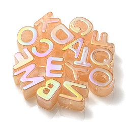 Персиковый Слойка Непрозрачные радужные переливающиеся акриловые бусины, случайная буква, розовые, 21x8.5~20.5x15 мм, отверстие : 4 мм, около 90~100 шт / упаковка