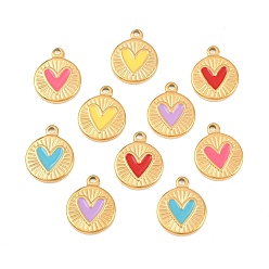 (52) Непрозрачная лаванда 304 подвески из нержавеющей стали, сердце прелести, с эмалью, золотые, разноцветные, 19x15.5x2.5 мм, отверстие : 1.8 мм