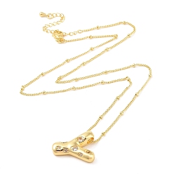 Letter Y Ожерелья с подвесками из латуни с прозрачным кубическим цирконием и микропаве, Письмо Y, 17.72 дюйм (45 см), буква y: 22x19 мм