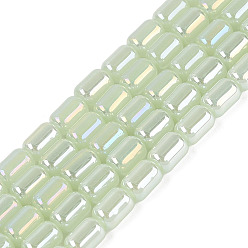 Dark Sea Green Electroplate Imitation Jade Glass Beads Strands, Jujube, AB Color Plated, Dark Sea Green, 6x4mm, Hole: 0.6~0.8mm, about 59~62pcs/strand, 14.37~15.16 inch(36.5~38.5cm)