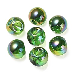 Зеленый УФ-покрытие радужными переливающимися акриловыми бусинами, круглые бусины судзумару, зелёные, 16.5x16.5 мм, отверстие : 3.5 мм