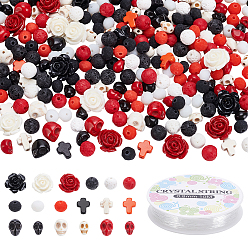 (52) Непрозрачная лаванда Наборы для самостоятельного изготовления эластичных браслетов на тему Хэллоуина, включая бусины из искусственной бирюзы и лавового камня., Стеклянные бусины, синтетических коралловых бусин, Эластичная кристальная нить, разноцветные, 8x6x7 мм, отверстие : 1 мм, 3 цветов, 20 шт / цвет, 60 шт