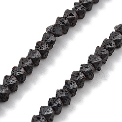 Lava Rock Natural Lava Rock Beads Strands, Frosted, Rhombus, 4x5x5mm, Hole: 1mm, about 110pcs/strand, 15.83''(40.2cm)