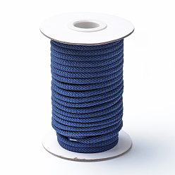 Prussian Blue Braided Polyester Cords, Prussian Blue, 3mm, about 21.87 yards(20m)/roll