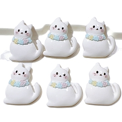 Белый 10 шт. Кабошоны из смолы, кошка, белые, 30x24 мм, 10 шт / комплект