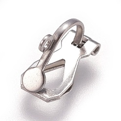 Stainless Steel Color 304 Stainless Steel Clip-on Earring Findings, Stainless Steel Color, 12x6x9mm, Hole: 1.6mm
