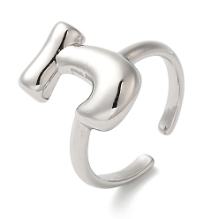 Letter J Латунное открытое кольцо-манжета для женщин с инициалами, без кадмия, без никеля и без свинца, буква J, 16.5x11 мм, регулируемый