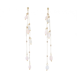 Морганит Серьга-гвоздик с подвесками из натурального морганита, с серьгой из нержавеющей стали 304, медные кабельные цепи и гайки, 122 мм, штифты : 0.7 мм