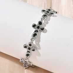 Платина Браслеты-цепочки с латунной эмалью и микропаве из прозрачных кубических цирконий для женщин, стойки покрытие, долговечный, без кадмия и без свинца, платина, 7-5/8 дюйм (19.4 см)