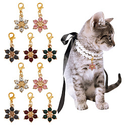 (52) Непрозрачная лаванда 10 шт 5 цвета сплава горный хрусталь подвеска украшения, с 304 из нержавеющей стали Lobster Claw застежками, цветок, разноцветные, 35 мм, 2 шт / цвет