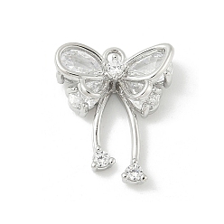 Платина Латунные микро проложить кубического циркония подвески, без кадмия, без никеля и без свинца, бабочки прелести, платина, 17x14x6 мм, отверстие : 1.5 мм