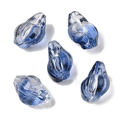 Синий Прозрачная аэрозольная краска стеклянные шарики, раковина, синие, 15~16x11x10~11 мм, отверстие : 1 мм