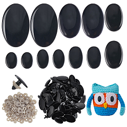 Black 120Pcs 6 Styles Resin Doll Eyes, Craft Safety Eyes, with Spacer, for Doll Making, Oval, Black, 21~62x15~39x16.5~17mm, 20pcs/style