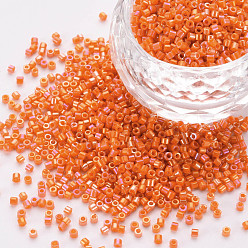 Dark Orange Glass Cylinder Beads, Seed Beads, Opaque Colours Rainbow, Round Hole, Dark Orange, 1.5~2x1~2mm, Hole: 0.8mm, about 8000pcs/bag, about 1pound/bag