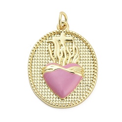 Настоящее золото 18K Латунь эмаль подвески, сердце, долговечный, стойки покрытие, без свинца и без кадмия, ионное покрытие (ip), с целью перехода в кольце, реальный 18 k позолоченный, 25.5x19.5x3.5 мм