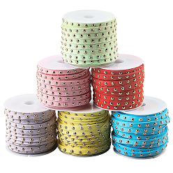 (52) Непрозрачная лаванда Калфовера 6 рулоны 6 цвета шнур из искусственной замши, с заклепкой из золотого тона, для панк-рок ювелирных изделий, разноцветные, 5x2.5 мм, около 5.46 ярдов (5 м) / рулон, 1 рулон / цвет