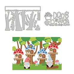 Дерево Углеродистая сталь разрезает трафареты, для diy scrapbooking, Фотоальбом, декоративная бумага для тиснения, цвет нержавеющей стали, дерево, 110~154x64~106x0.8 мм, 2 шт / комплект