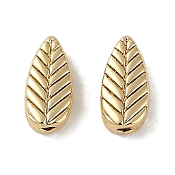 Настоящее золото 18K Латунные бусины, без кадмия, без никеля и без свинца, лист, реальный 18 k позолоченный, 7.5x3.5x2.5 мм, отверстие : 1 мм
