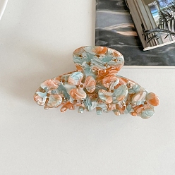 Turquoise Pâle Pinces à cheveux griffes en acétate de cellulose, fleur, turquoise pale, 75x40mm