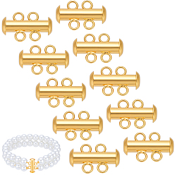 Настоящее золото 18K 10шт. трубчатые латунные защелки-фиксаторы, 2 нитей, 4-луночное, реальный 18 k позолоченный, 16.57x10.07 мм