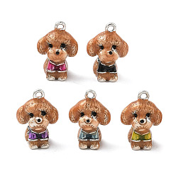 (52) Непрозрачная лаванда Подвески из эмали и сплава, собака прелести, разноцветные, 17.5x12x12 мм, отверстие : 1.6 мм
