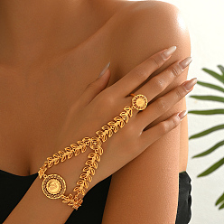 Золотой Элегантные ближневосточные латунные и сплавные браслеты-кольца для женщин, лист, золотые, 4-3/8 дюйм (11 см), внутренний диаметр: 8-5/8 дюйм (22 см), кольцо: 5/8 дюйм(1.6см)~3/4 дюйм(1.8см) внутренний диаметр