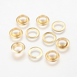 Golden Brass Eyelets Ring, Rivet Snaps, Golden, 15x3.8mm, Hole: 10mm