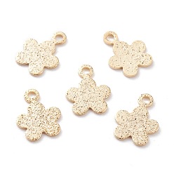 Real 24K Gold Plated Brass Charms, Flower, Real 24K Gold Plated, 9.5x7.5x0.5mm, Hole: 1.2mm