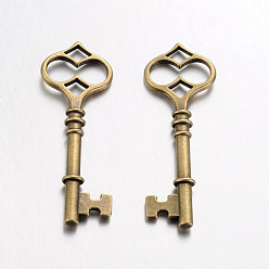 Античная Бронза Тибетский сплав стиля большие кулоны, без кадмия, без никеля и без свинца, отмычка, античная бронза, 60x21x4 мм, отверстие : 4 мм