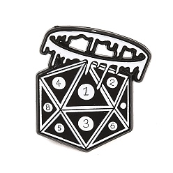 Dice Готические эмалированные значки из сплава, черные застежки для значков на лацканах для рюкзаков и одежды, чёрные, d20 игральные кости, 26x24.5 мм