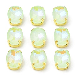 Перидот Мокко(мк) овал пришить по стразам, многожильных ссылки, с золотыми тонами латунных зубьев, аксессуары для одежды, перидот, 14x10x6 мм, отверстие : 1.2 мм