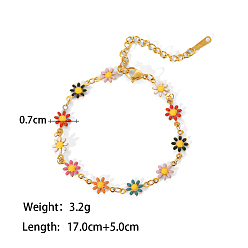 Разноцветный Браслет с цепочками из эмалевых звеньев, позолоченные украшения из нержавеющей стали для женщин, красочный, 6-3/4 дюйм (17 см)
