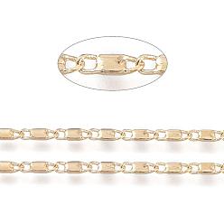 Настоящее золото 18K Настоящие 18 k позолоченные цепи из латуни, с катушкой, пайки, без кадмия, без никеля и без свинца, 7x2.3x1 мм, около 32.8 футов (10 м) / рулон